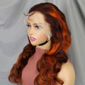 Super Quality 13x4 Transparent Lace Frontal Body Wave Wig Cuticle Aligned Virgin Brazilian Red Copper Lace Front Wig Human Hair