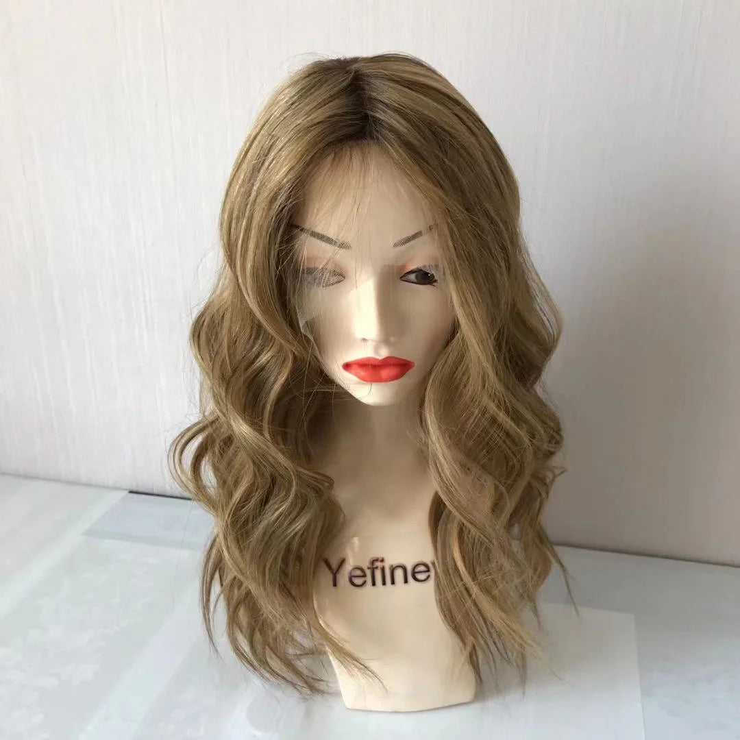 Yefinewig Stock Brazilian Remy Hair Jewish Fashion Front Transparent Lace Top Long Layer Wigs