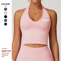 Custom High Quality Breathable Halter Neck Yoga Bra With Beautiful Back Seamless Sports Vest Women Summer Shockproof Fitness Top