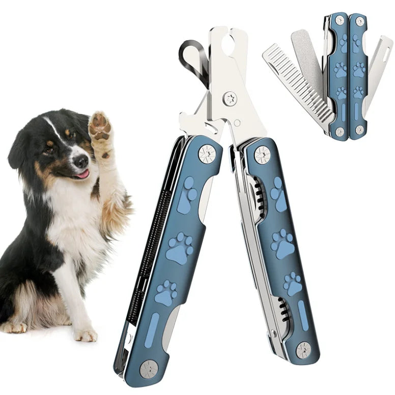 Dog Nail Clipper With File Grooming Comb Trimmer for Thick Nails Sharp Dog Toenail Clipper Foldable 4 In1 Pet Nail Trimmer