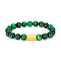 Fatingna Unisex 8mm Gold Tiger's Eye Crystal Bead Bracelet Trendy Ball-Shaped Stone Bead Alloy Bangles With Stretch Band