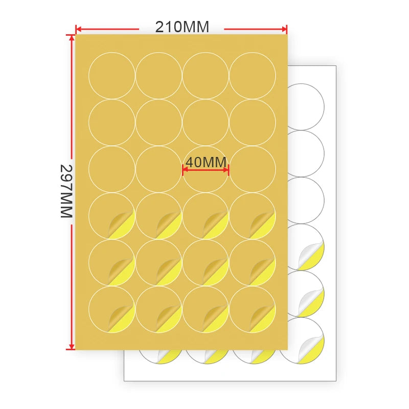 Popular Self Adhesive A4 Paper Round Label Removable Direct Thermal Labels Stickers