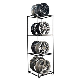 Ready to Ship Retail Steel Double-Sided Car Wheel Rim Display Stand with Alloy Rack and Shelf