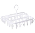 Portable Single-Tier Plastic Folding Clothes Hanger with Multi-clip Socks Rack for Student Dormitory Travel Quick Drying Rack