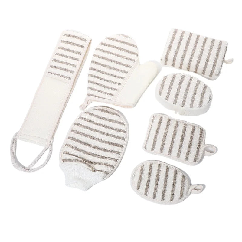 Custom Logo Bathroom Products Accessories Bath Sets Exfoliating Glove Brushed Sponge Scrubbers Sisal Soap Bag Natural Loofah