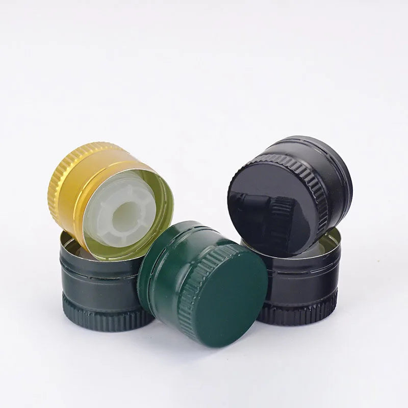 Low Price Customized 31.5*24 mm Aluminium Screw Cap With Plastic Inner Pop-on Pourer for Glass Olive Oil Bottle