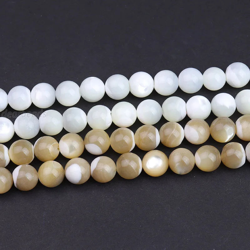 Wholesale Round White Sea Shell Spacer Beads Mother of Pearl for Bracelet Jewelry Making 4mm 6mm 8mm 10mm 12mm