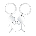 Stickman Matching Couple Keychain Heart Gesture With Hands Custom Silver Color Stainless Steel Keychain for Thanksgiving Gift