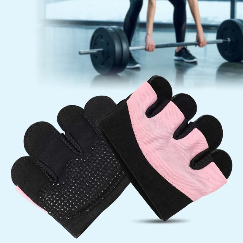 Great for Men Women Gym Workout Fitness Gloves Black Pink Nylon Comfortable Anti-Slide Partial Callus Spot Exercise Training