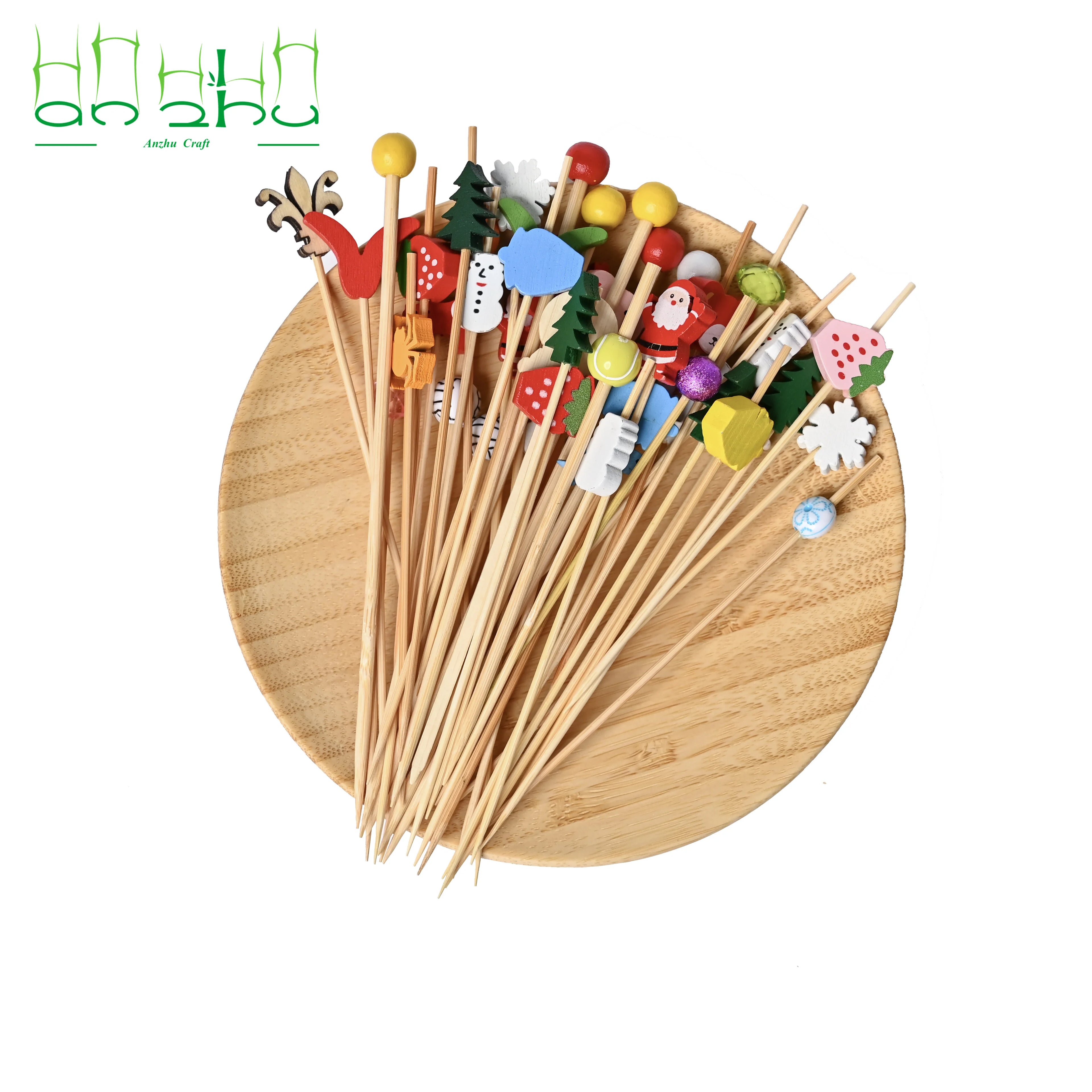 Fashionable Design Food Decorative Bead Picks Bamboo Stick Fruit