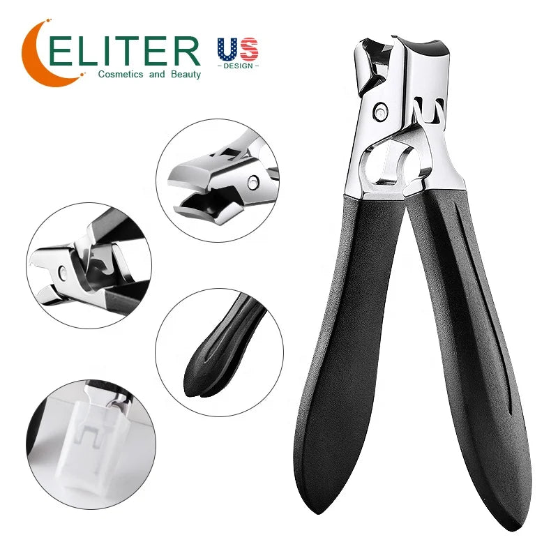 Eliter Hot Sale Wholesale Factory Sputterproof Cuticle Nippers Professional Stainless Steel Plastic Handle Nail Clipper