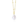 HIH Stainless Steel 18K Gold Plated Classic Cross Beads Chain Handmade Baroque Pearl Charm Necklace Engagement Wedding Party