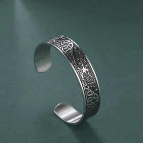 Tree of Life Bangle Wicca Amulet Vintage Nordic Runes Celtics Knots Stainless Steel Jewelry Bangle Gift for Men Boyfriend