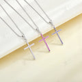 Wholesale 925 Sterling Silver Cross Pendant Necklaces Colorful Cubic Zirconia Religious Cross Necklaces Jewelry for Women Gifts