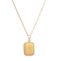 18k Gold Plating Geometric Square Tags Pendant Necklace Letter Good Luck Necklace for Jewelry Gift