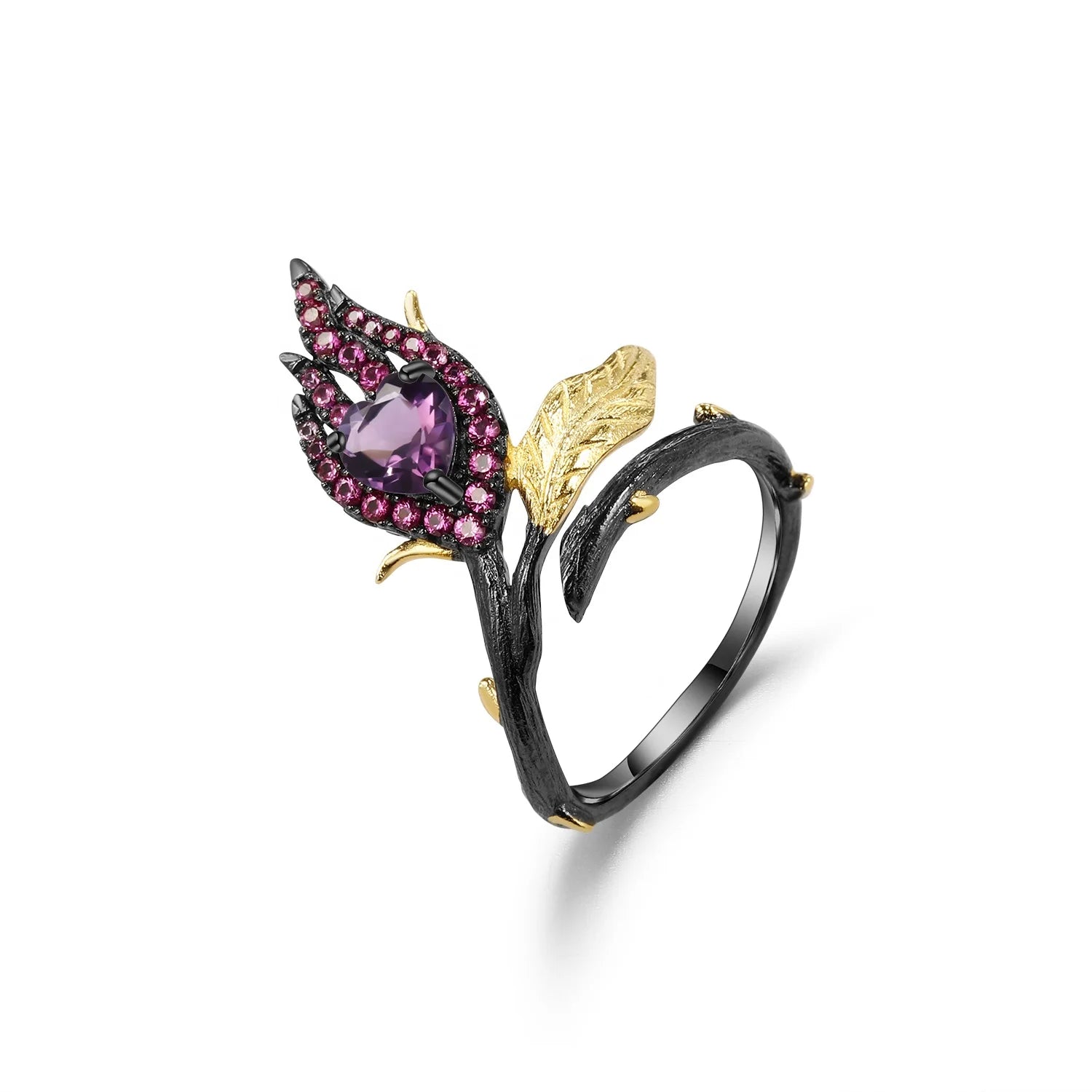 Abiding Jewelry Sterling 925 Silver Rings Natural Amethsy Main Stone Rings Custom Gems Jewelry Rings