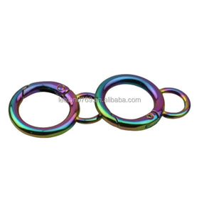 Stock Supply 16mm rainbow Colored 8 Shaped Round Carabiner Keychain