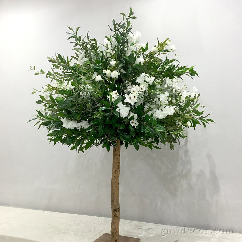 GNW Artificial Centerpiece Trees Blossom Tree Home Wedding Decor Ivory White Branches Banyan Leaf Artificial Tree