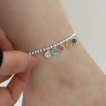 GT Hot Selling Fashion S925 Sterling Silver Anklet for Women Non Tarnish Anklets Colorful Smiling Face Anklet Jewelry 2022