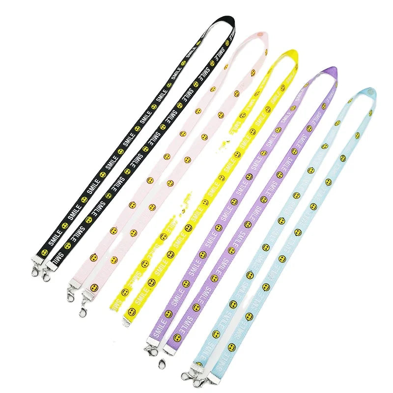 2024 Cheap Factory Washable Reusable Cartoon Smile Anti-Lost Face Masking Holder Nylon/Polyester Lanyard Durable Eco-Friendly