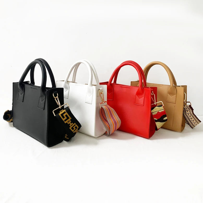 PU Tote Bag with Removable Shoulder Strap and Zipper Closure Lady Fashion Style