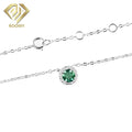 Wholesale Diamond Cut Lab Grown Emerald Charm Pendant Necklace 925 Sterling Silver Jewelry for Girl