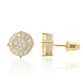 2021 New Trend Men's Hip Hop Gold Plated Square Stud Earrings with Iced CZ Cubic Zirconia