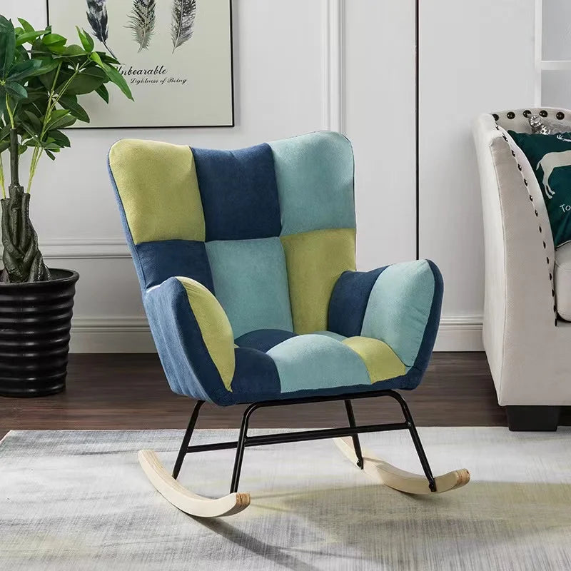 Living Room Sofa Relax Rocking Chair Reclining Rocking Sofa Accent Modern Armchair Velvet Nursery RockerWingback Rocking Chairs