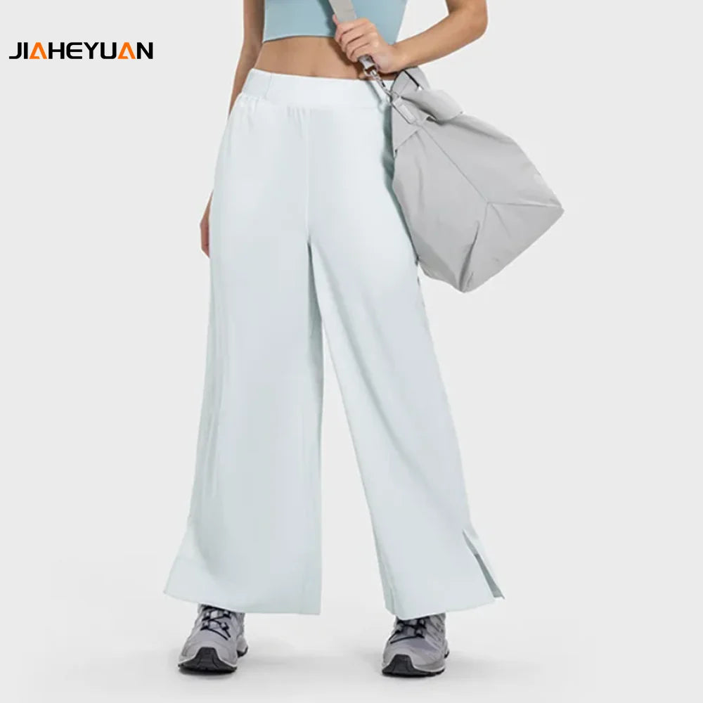 Custom Gym Lightweight and Breathable Wide Leg Pants Women High Quality Fitness Workout Baggy Mid Waist Yoga Pants Women