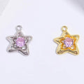 S925 Silver Starfish Pendant Pink Zircon Stone Setting Adorable Five Pointed Star Handmade Bracelet Accessories