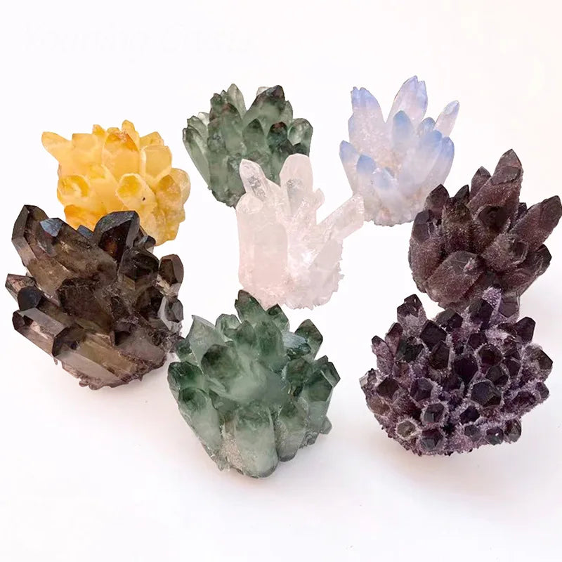 Healing Crystal Stone Natural Clear Quartz Cluster Point Druzy Chakra Reiki Specimen Mineral Collection Decor Gift