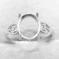 Sterling Silver 9*11mm Semi Mount Ring Empty Frame Blank Support Setting S925 Base Holder Without Center Stone for DIY Inlay