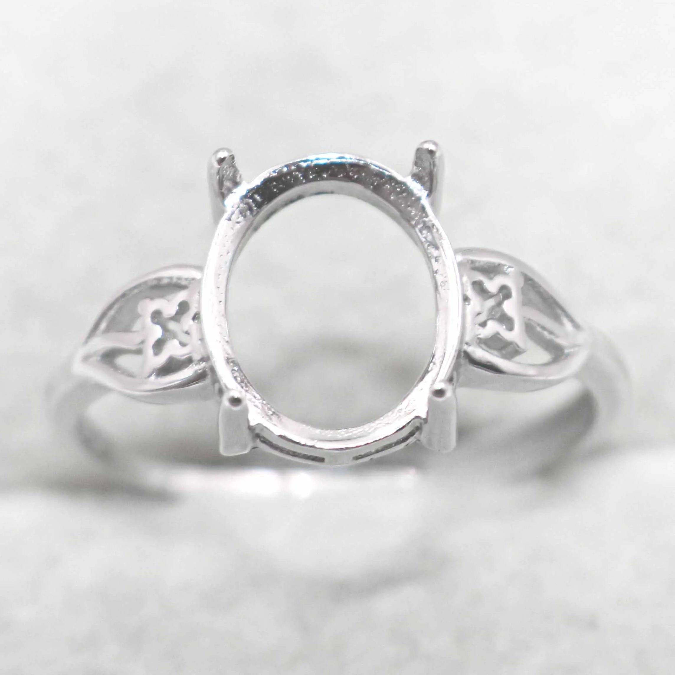 Sterling Silver 9*11mm Semi Mount Ring Empty Frame Blank Support Setting S925 Base Holder Without Center Stone for DIY Inlay