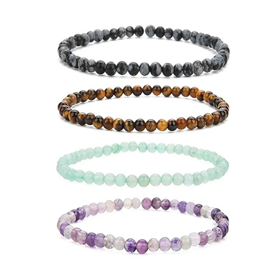 Luxury Grade AB+ Tiger Eye Bracelet Fengshui Natural Stone Beads Mens Bracelet 4MM Healing Crystal Stretch Beaded Bracelet Women