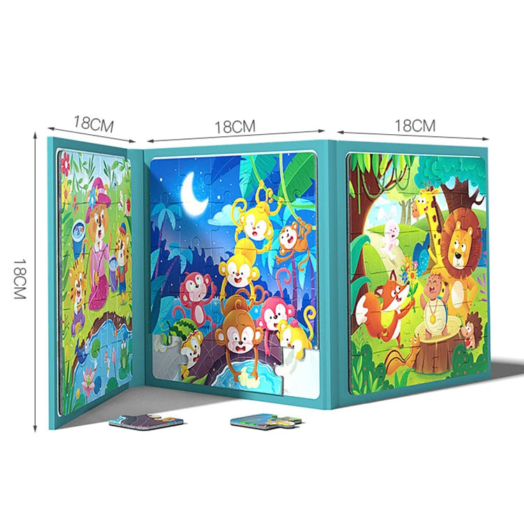 Magnetic Jigsaw Puzzles for Kids Ages Puzzles Tri-Fold Magnetic Combination Book Educational Toys Gift for Toddlers Boys Girls