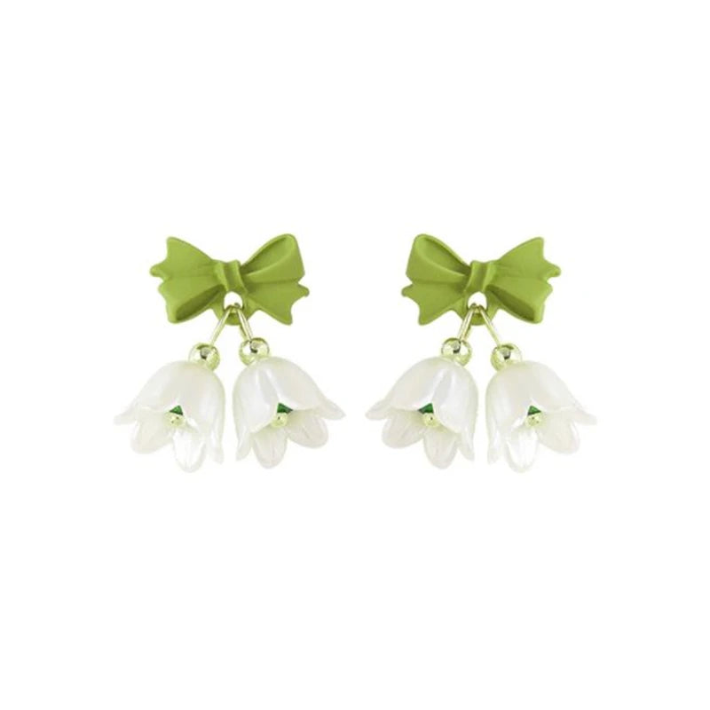 Pendiente Summer S925 Silver Needle Sweet Tulip Flower Earrings for Women 2022 New Bowknot Jewelry Stud Earrings