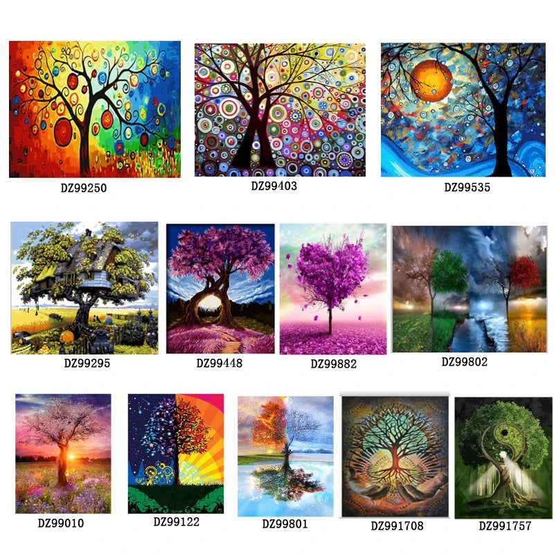 CHENISTORY Hot Sale Diy Painting by Numbers Oil Diy Pictures Trees on Canvas No Frame Digital Painting Wall Decor