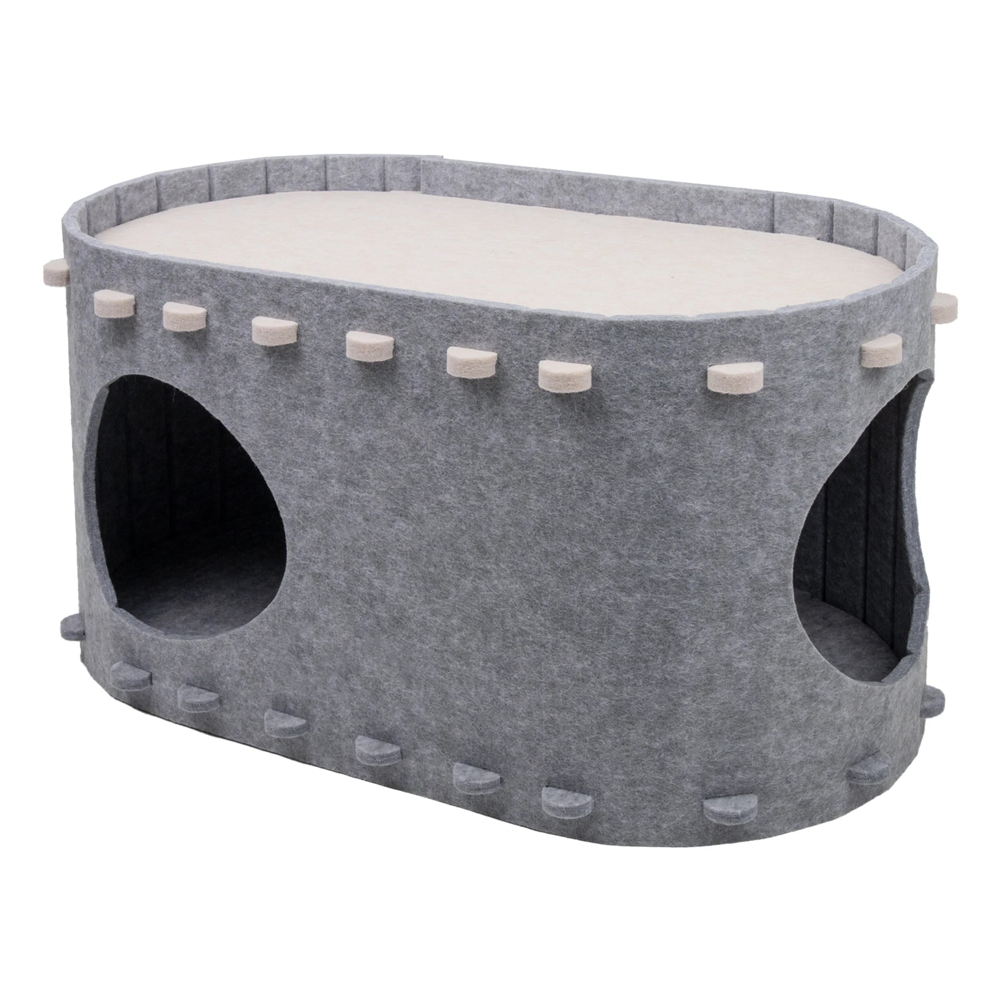 Top Selling Product 2024 2025 Luxury Felt Cat House with Double-Layer Design | Foldable Cat Condo Bed for Indoor Pets