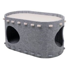Top Selling Product 2024 2025 Luxury Felt Cat House with Double-Layer Design | Foldable Cat Condo Bed for Indoor Pets