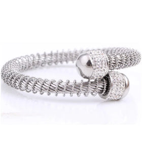 New Design Personality Cable Bracelet Crystal Inlay Stainless Steel Triple Wire Rope Braided Friendship Bangle Bracelet (KSS519)
