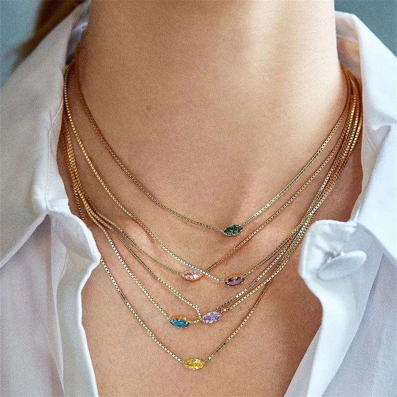 2025 Luxurious 12 Birthstone Pendant Necklace Exquisite New Vintage Style Stainless Steel Electroplated Fashion Chains for