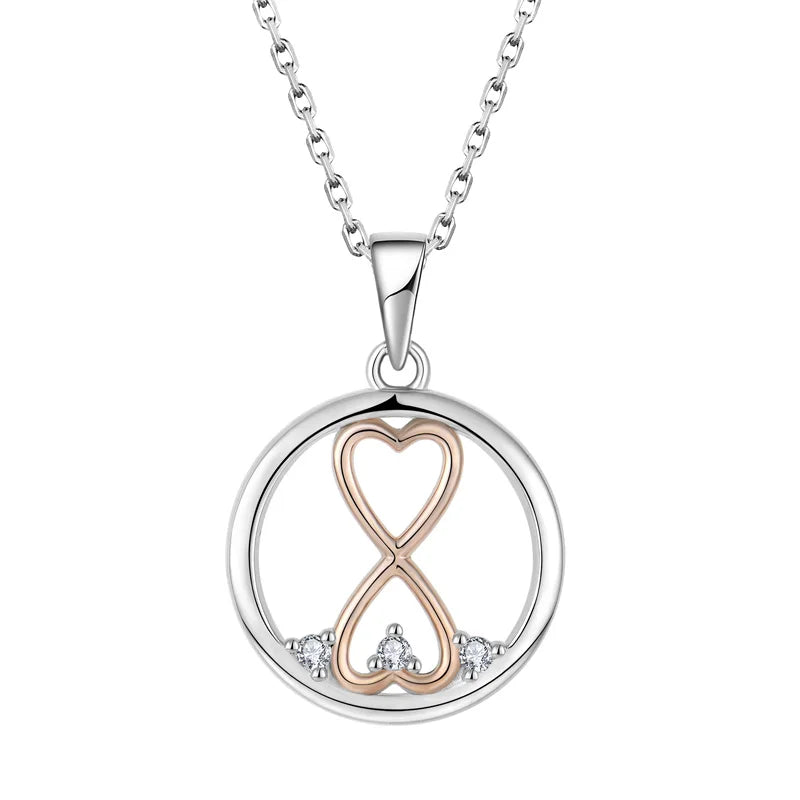 Fashion Charm Crystals Necklace Pendant Love Heart Three Tone Jewelry Wedding Bridal Women Necklaces Pendant
