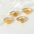Personality Stainless Steel Hypoallergenic Jewelry 18K Gold Plated US6/US7/US8 Engraved Flower Ring