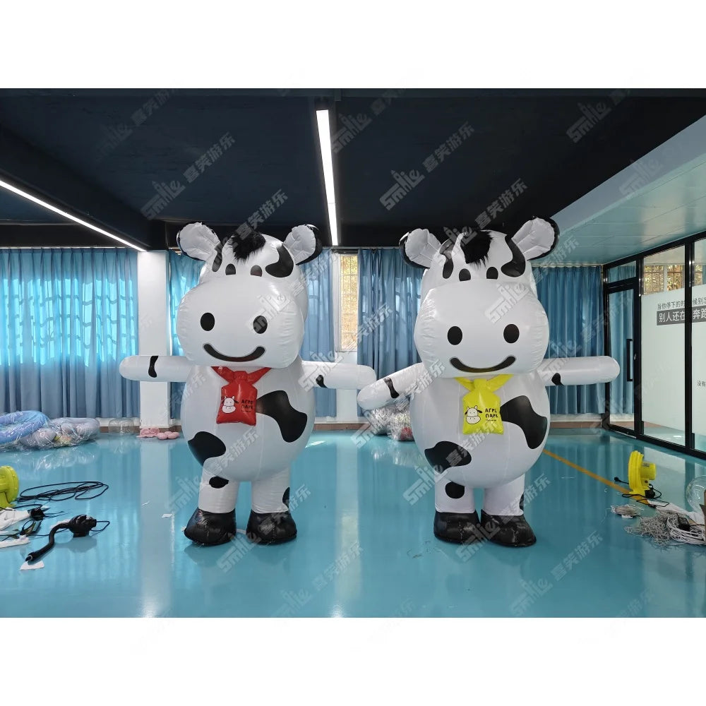 Hot Sale CE Plush Inflatable Walking Milk Cow Mascot Costumes for Sale