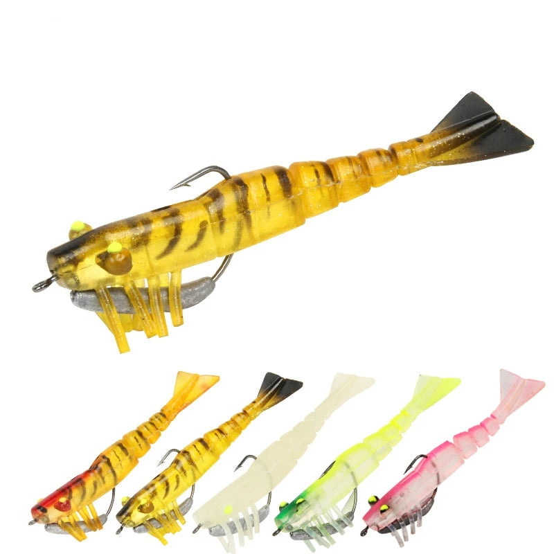 SNEDA 100mm/12g Crank Pack Lead Multi-section Shrimp Fishing Lures Simulation Bamboo Shrimp Artificial Soft Bait