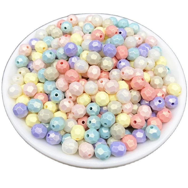 500g a Bag  Matte Faceted Round Acrylic Beads Loose Spacer Beads Necklace Bracelet DIY Jewelry Findings
