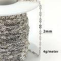 Wholesale Per Gram by Meter Roll Link in Bulk Sterling 925 Silver Chain for Jewelry Making Chain Necklace