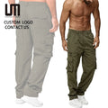 Custom Your Brand Logo Wholesale Casual Men Loose Sweatpants Multi Pocket Straight Trousers Cargo Pants
