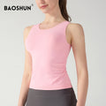 Custom Women Gym Yoga Wear Workout Fitness Top With Padded Shockproof Gathered Push up Sports Vest
