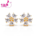 Cadermay D VVS1 Heart Silver with Yellow Gold Plated Stud Earrings Moissanite Diamonds 5*5mm Women Engagement Wedding Jewelry
